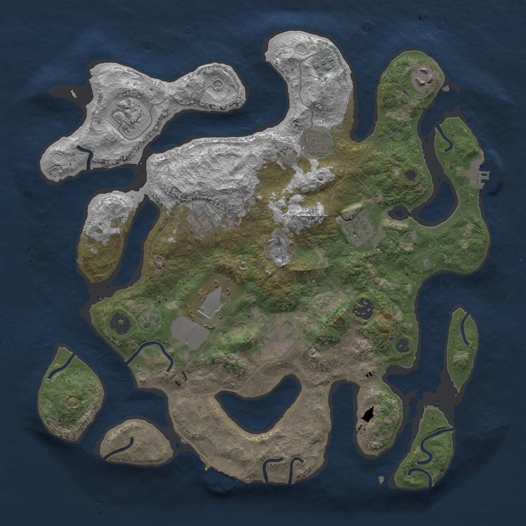 Rust Map: Procedural Map, Size: 3800, Seed: 59236599, 20 Monuments