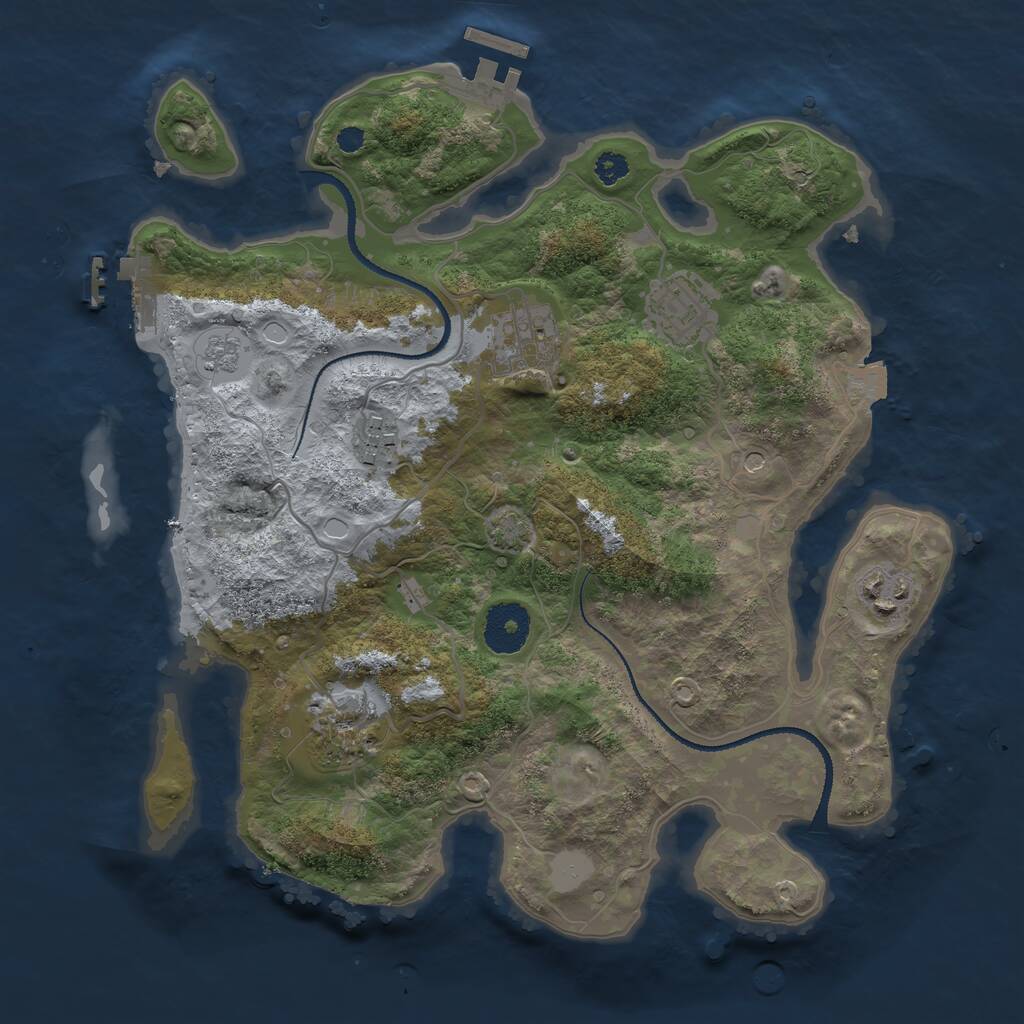 Rust Map: Procedural Map, Size: 3150, Seed: 120987, 11 Monuments