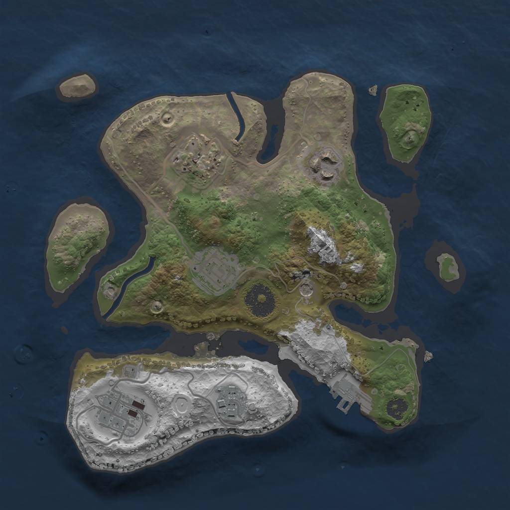 Rust Map: Procedural Map, Size: 2500, Seed: 2045247291, 15 Monuments