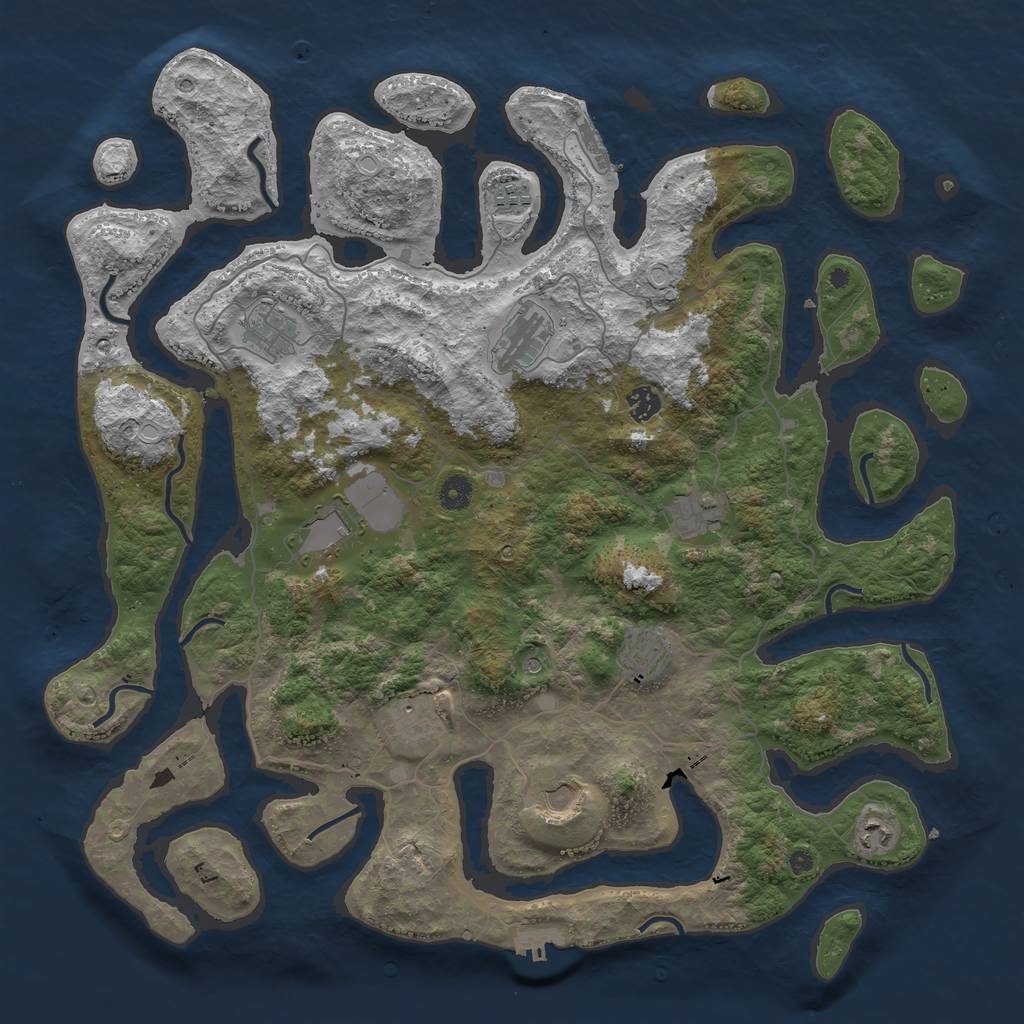 Rust Map: Procedural Map, Size: 4500, Seed: 14574382, 21 Monuments