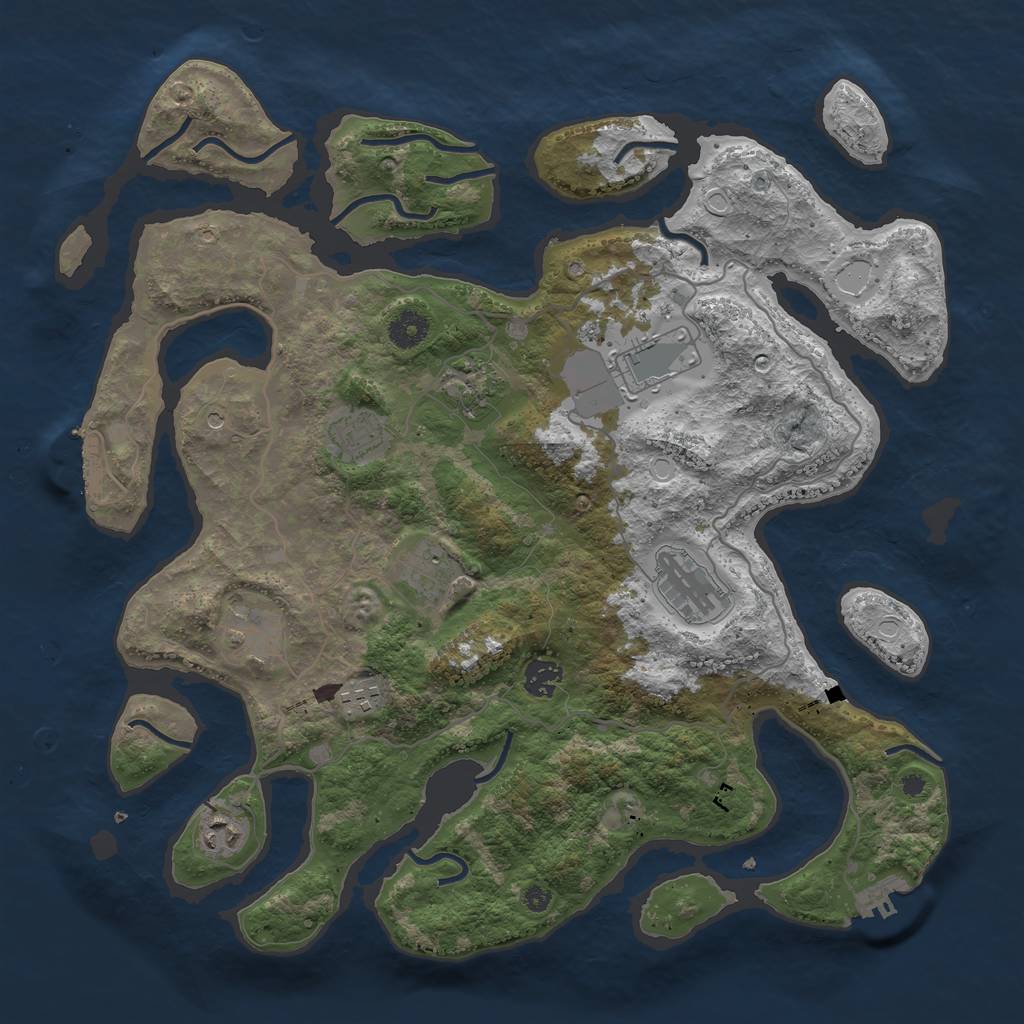 Rust Map: Procedural Map, Size: 4000, Seed: 23458, 20 Monuments