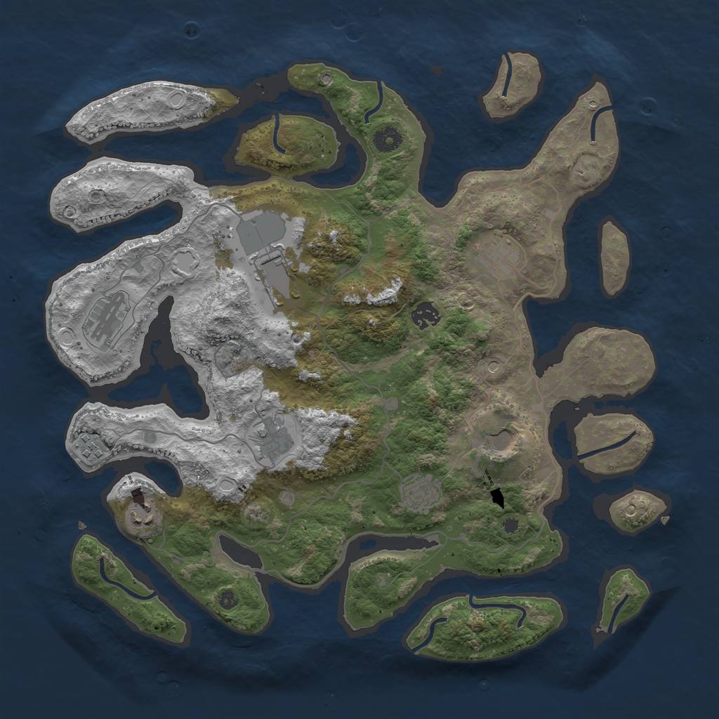 Rust Map: Procedural Map, Size: 4000, Seed: 1176514619, 18 Monuments