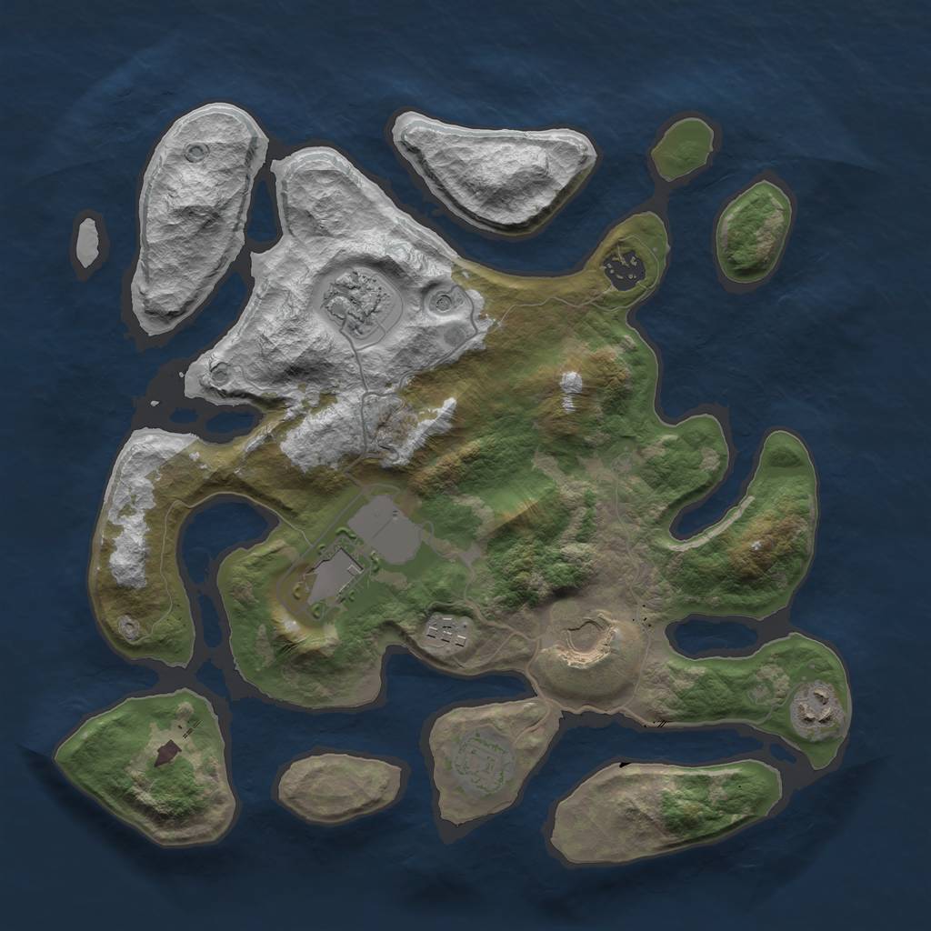 Rust Map: Barren, Size: 3500, Seed: 1599676720, 10 Monuments