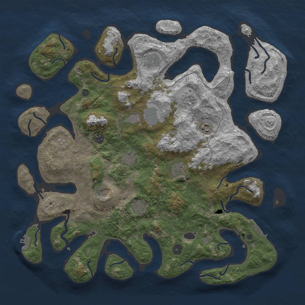 Rust Map: Procedural Map, Size: 4500, Seed: 1047502159, 21 Monuments