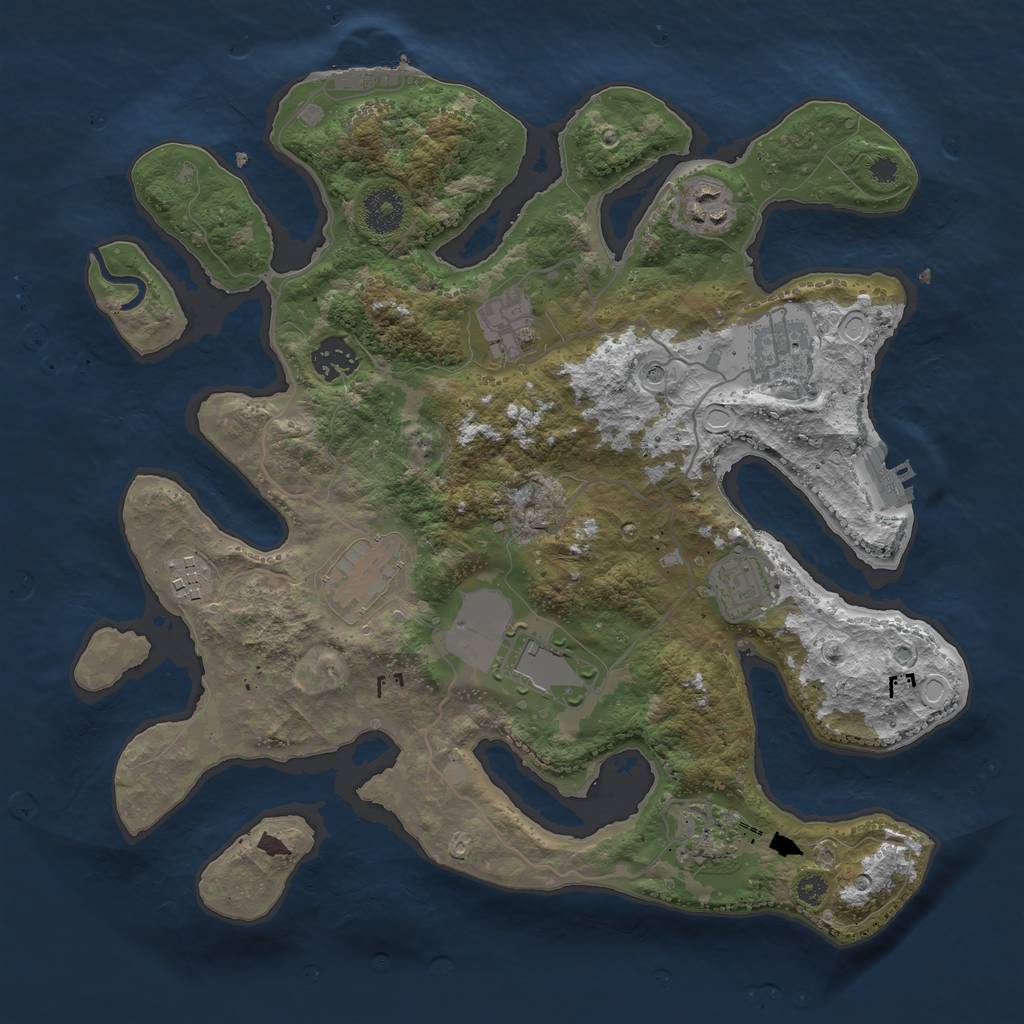 Rust Map: Procedural Map, Size: 3500, Seed: 1400751961, 20 Monuments