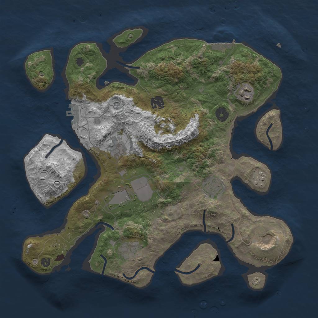 Rust Map: Procedural Map, Size: 3500, Seed: 1708283294, 19 Monuments