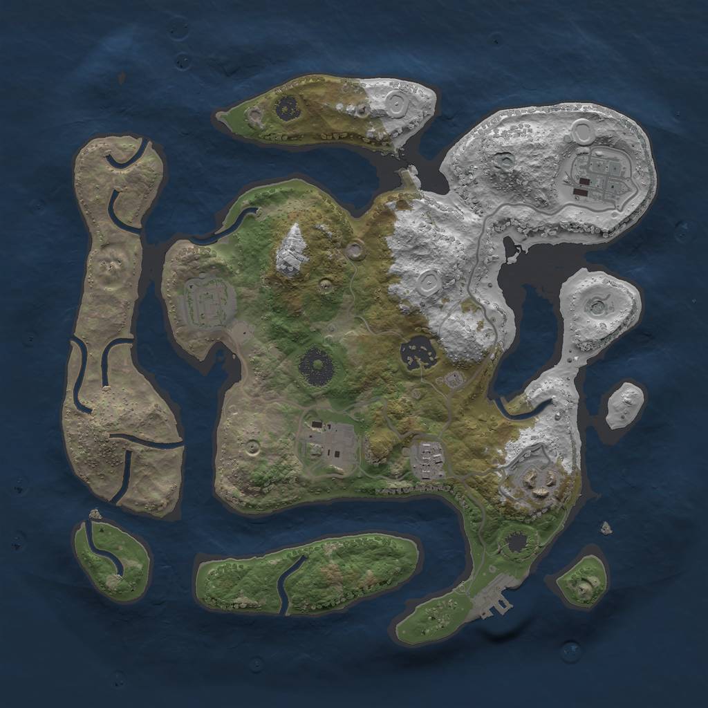 Rust Map: Procedural Map, Size: 3000, Seed: 689047892, 16 Monuments