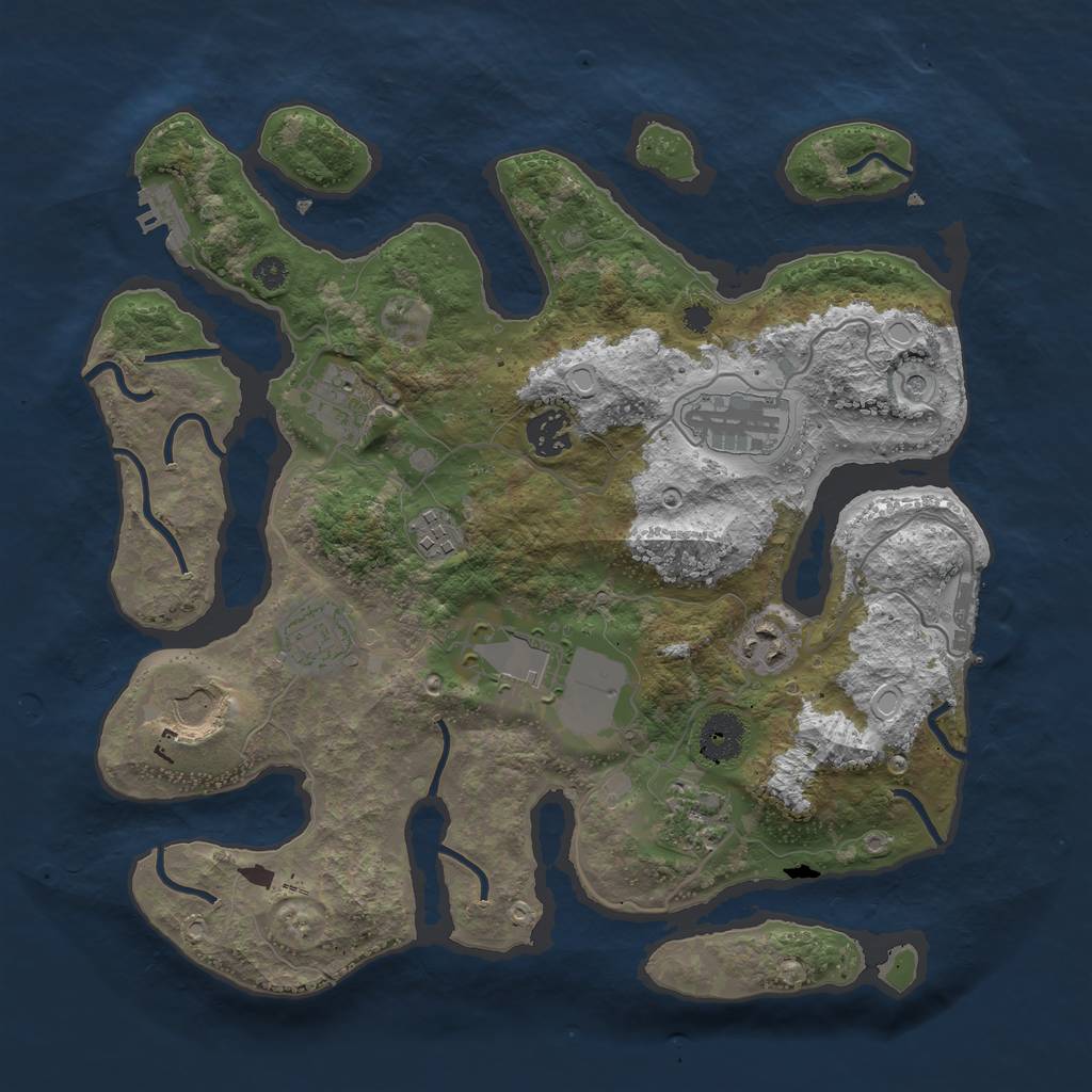 Rust Map: Procedural Map, Size: 3500, Seed: 2143009035, 20 Monuments