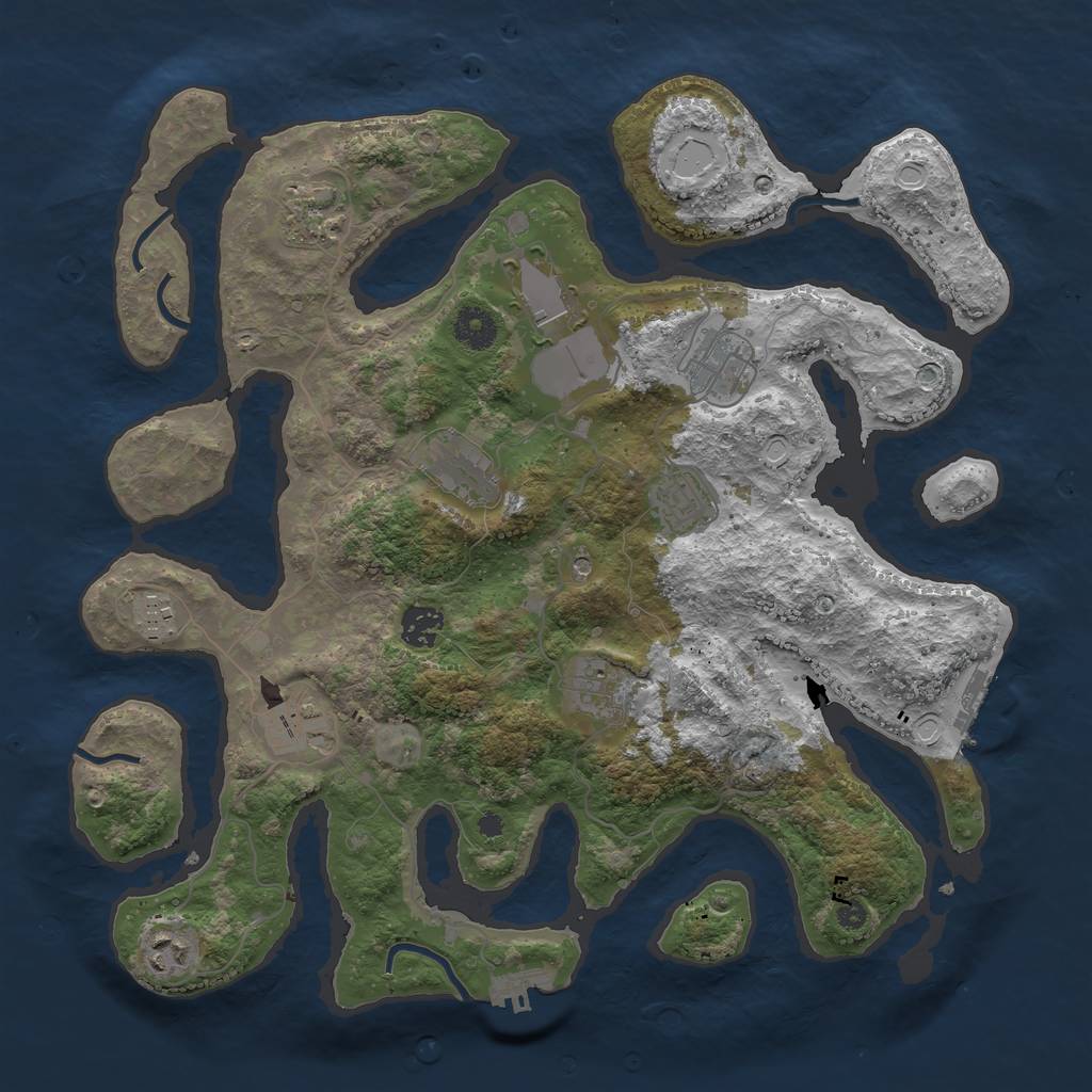 Rust Map: Procedural Map, Size: 3800, Seed: 894956513, 21 Monuments