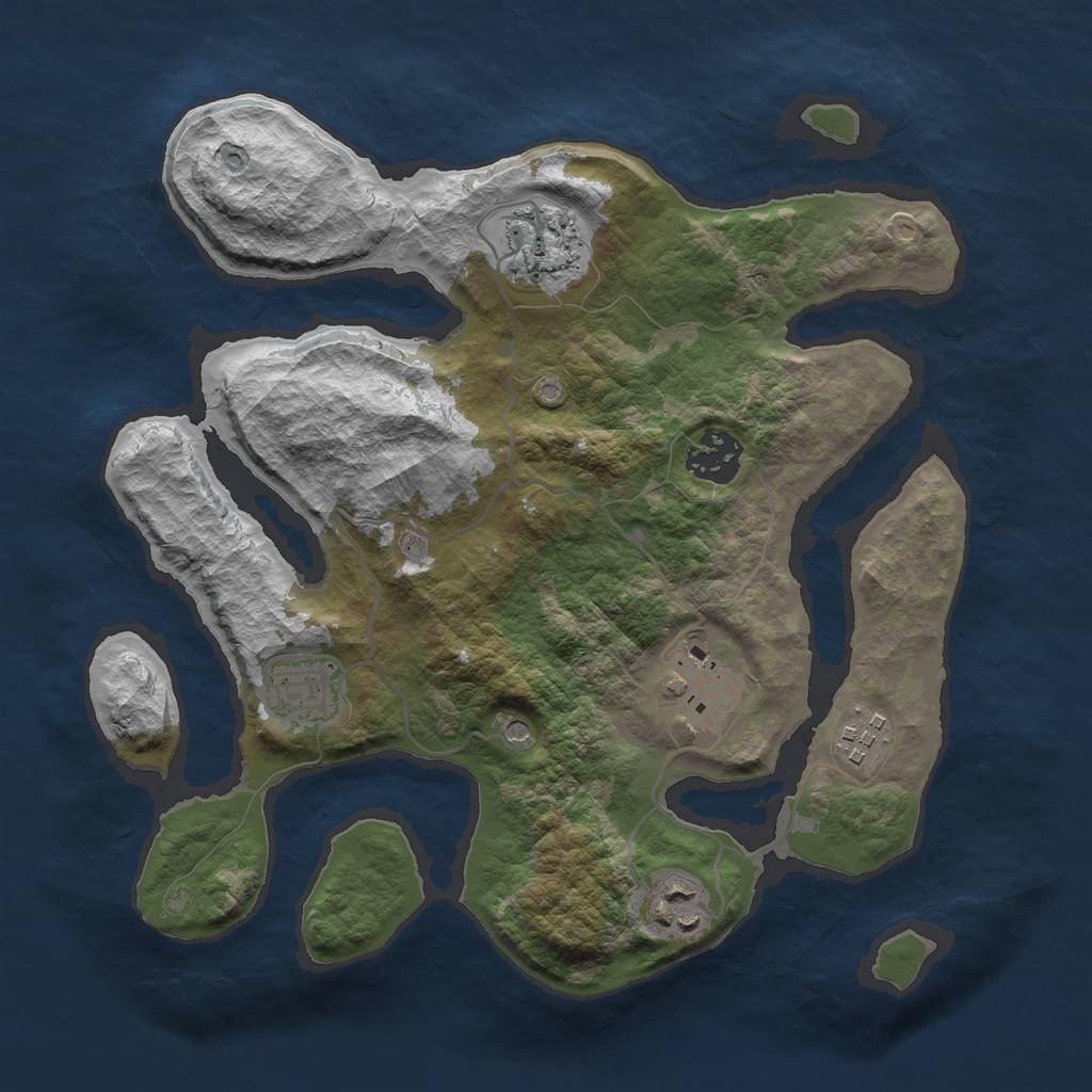 Rust Map: Barren, Size: 3000, Seed: 642336076, 9 Monuments