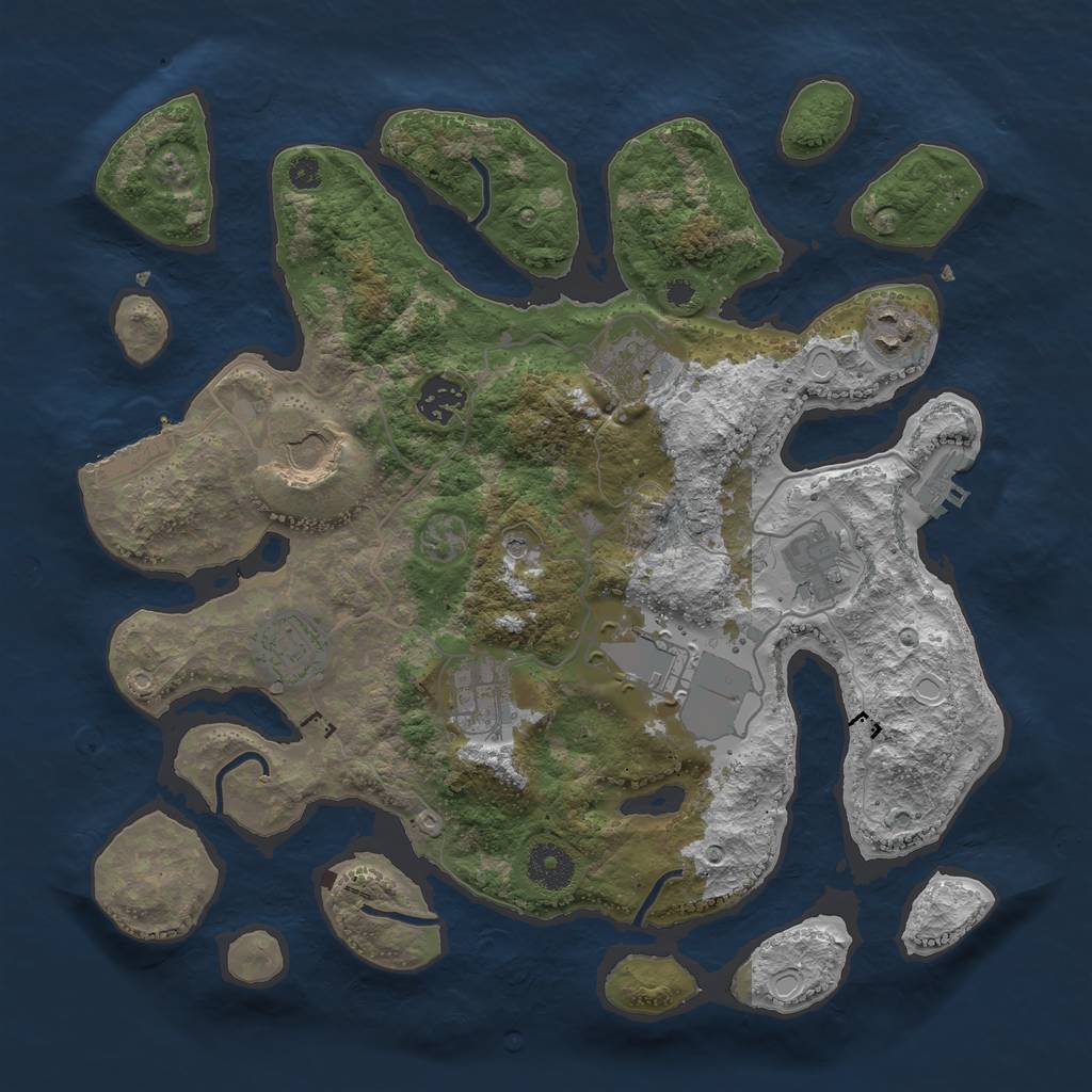 Rust Map: Procedural Map, Size: 3500, Seed: 3456853, 19 Monuments