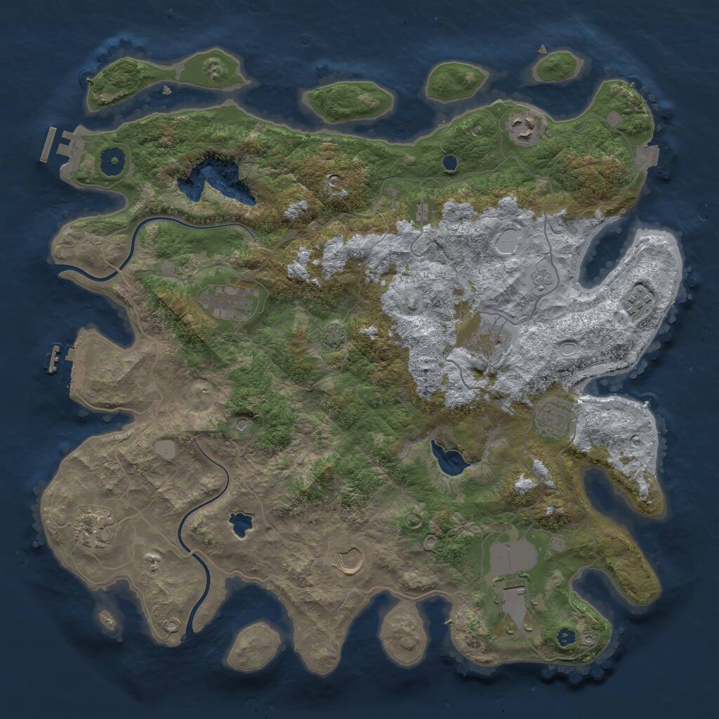 Rust Map: Procedural Map, Size: 4000, Seed: 2108507630, 14 Monuments