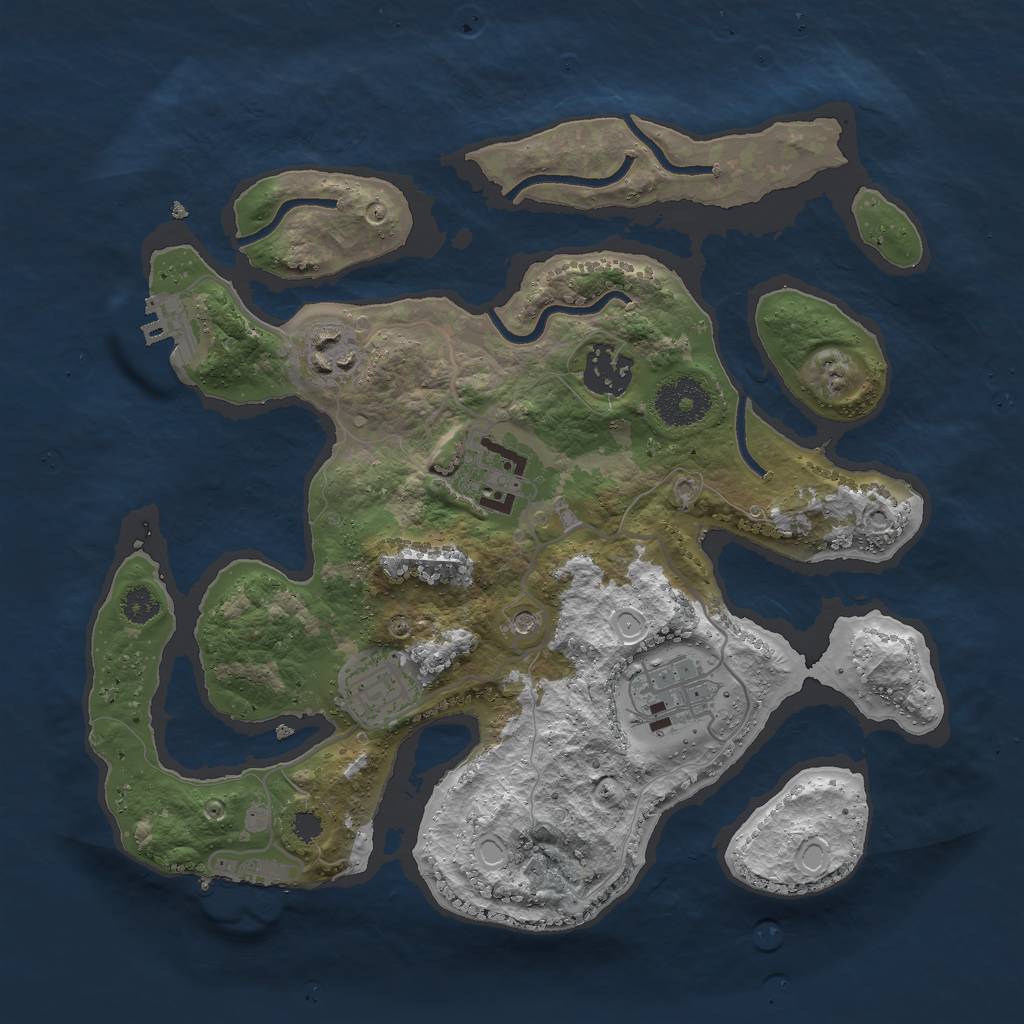 Rust Map: Procedural Map, Size: 3000, Seed: 1203649303, 16 Monuments