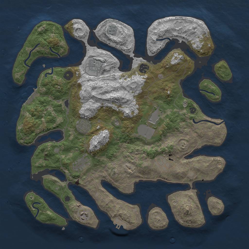 Rust Map: Procedural Map, Size: 4000, Seed: 1027785860, 19 Monuments