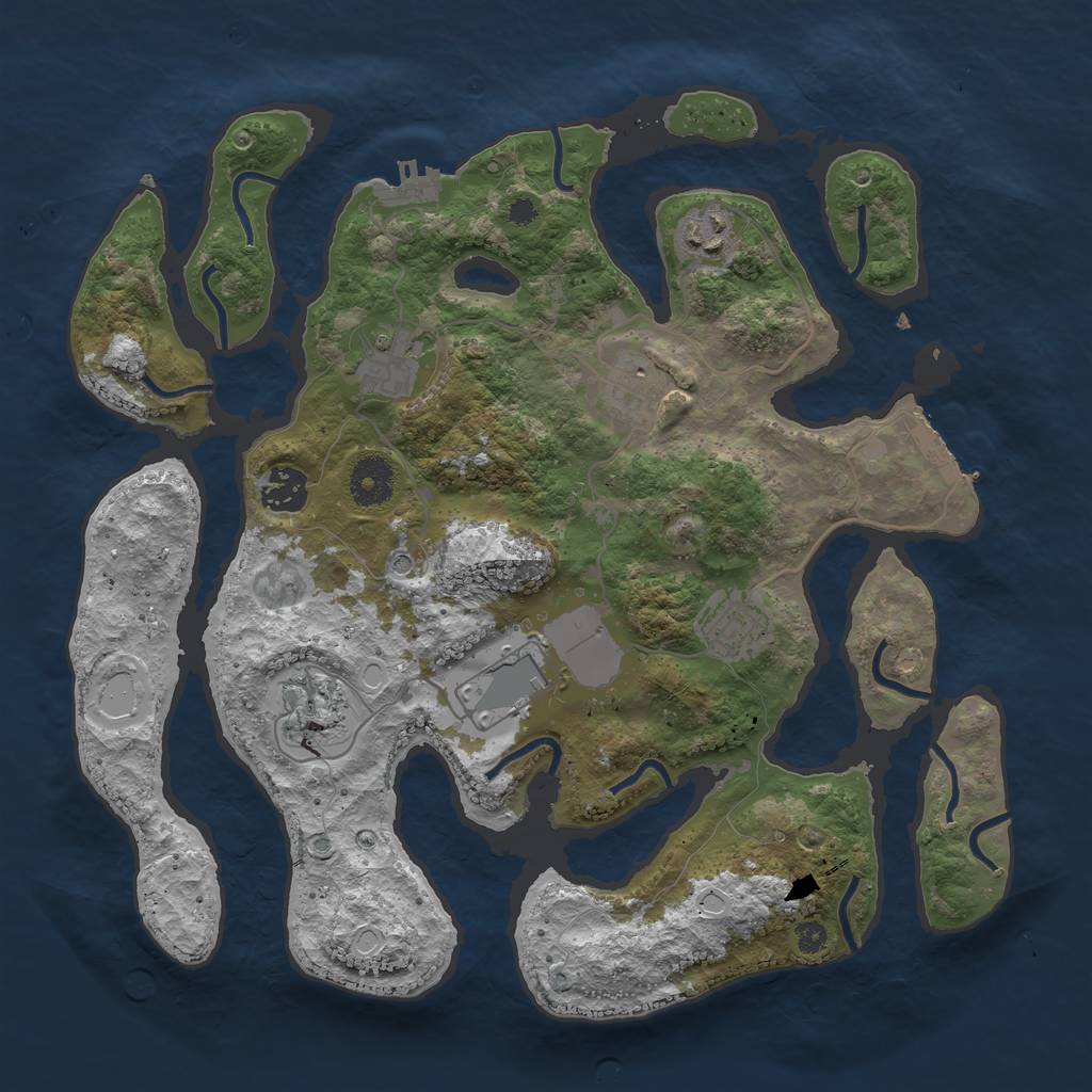 Rust Map: Procedural Map, Size: 3500, Seed: 1333337, 18 Monuments