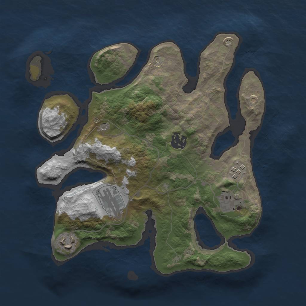 Rust Map: Barren, Size: 2800, Seed: 465121, 8 Monuments