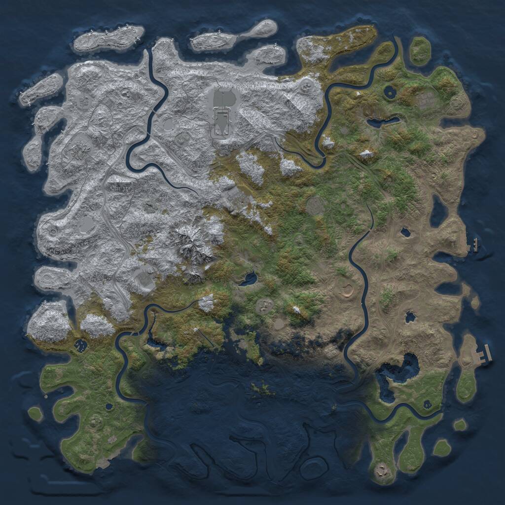 Rust Map: Procedural Map, Size: 6000, Seed: 761788340, 17 Monuments