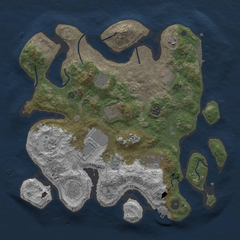 Rust Map: Procedural Map, Size: 3700, Seed: 1410493480, 21 Monuments
