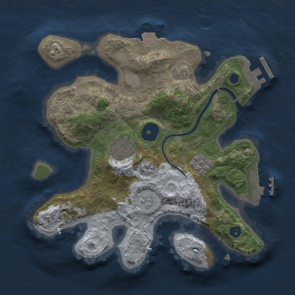 Rust Map: Procedural Map, Size: 2500, Seed: 9864567, 6 Monuments