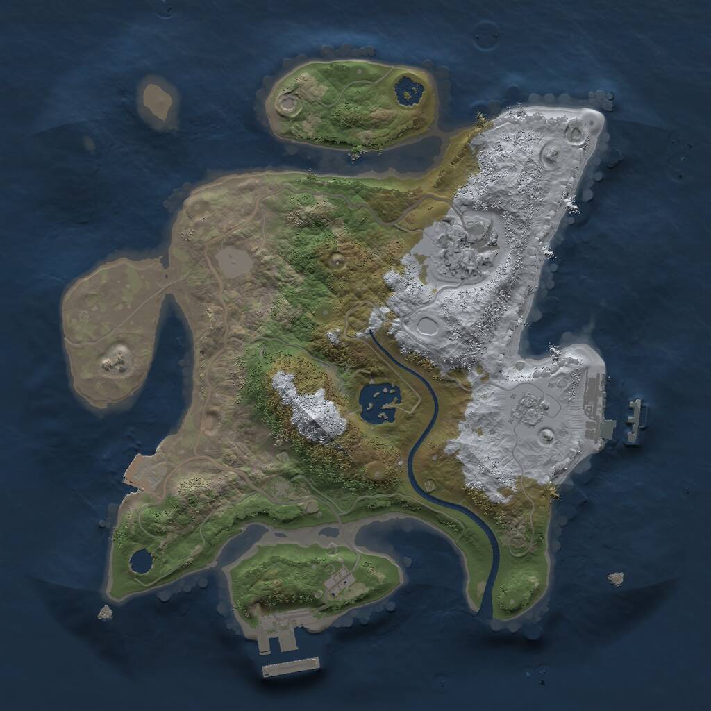 Rust Map: Procedural Map, Size: 2500, Seed: 59481, 6 Monuments