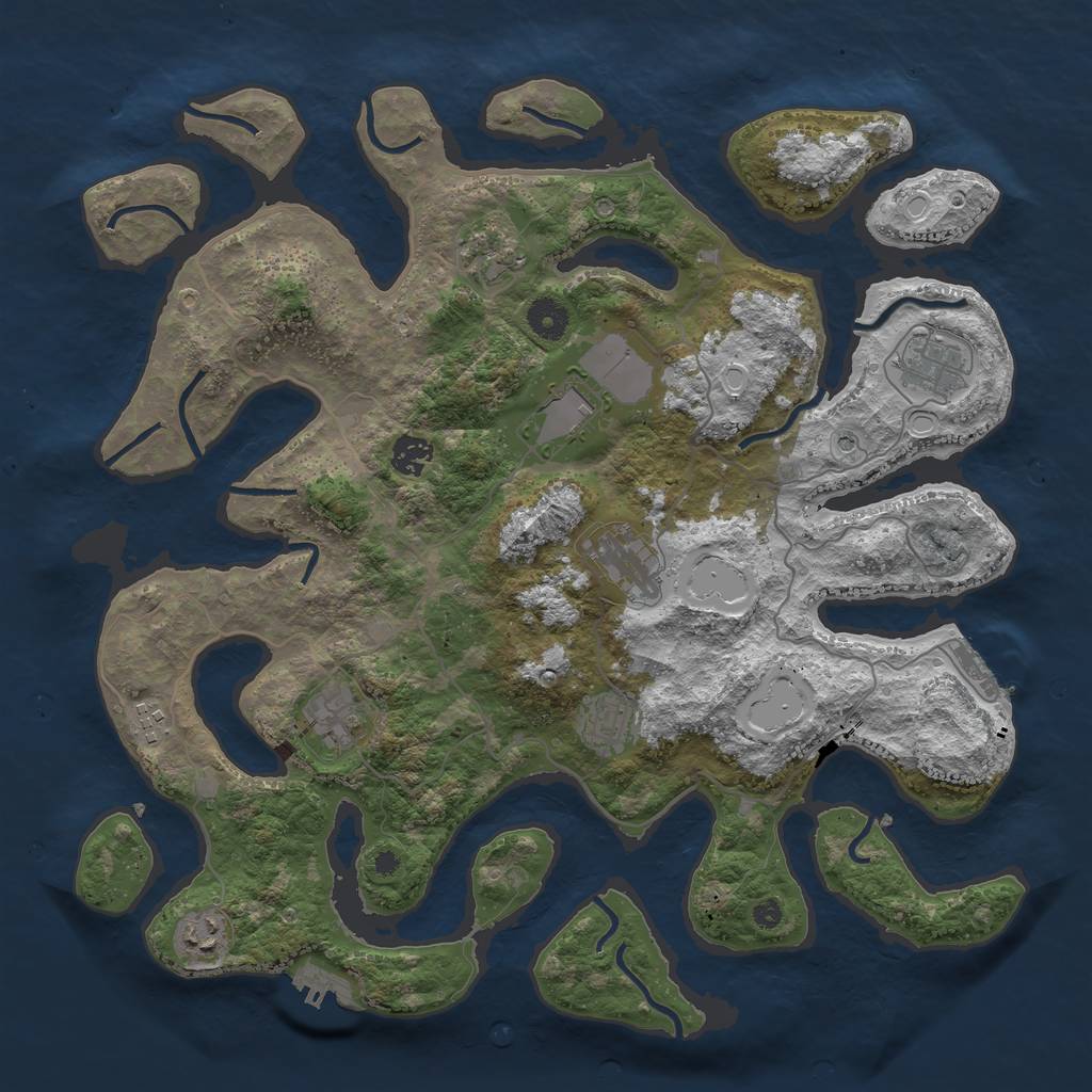 Rust Map: Procedural Map, Size: 4000, Seed: 7219685, 20 Monuments