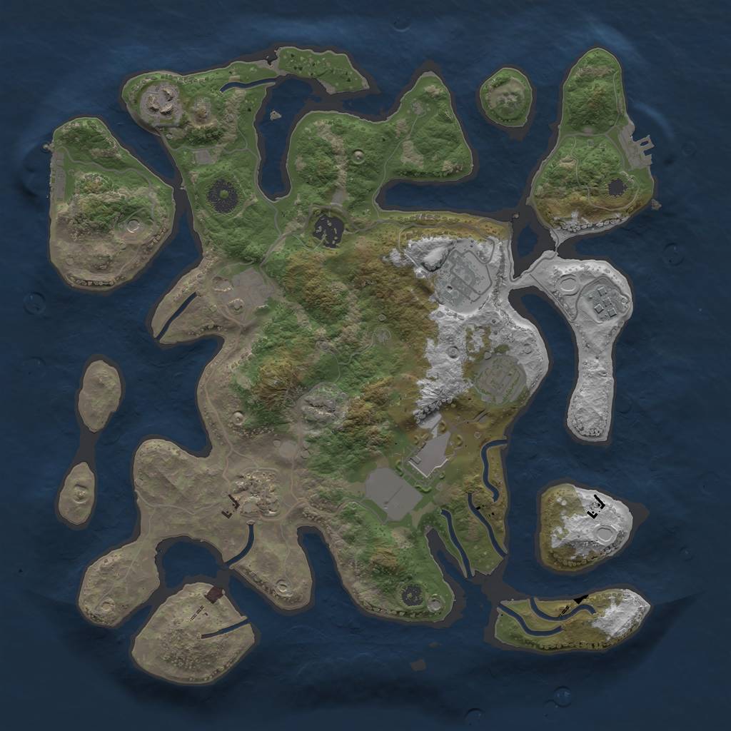 Rust Map: Procedural Map, Size: 3500, Seed: 24312421, 19 Monuments