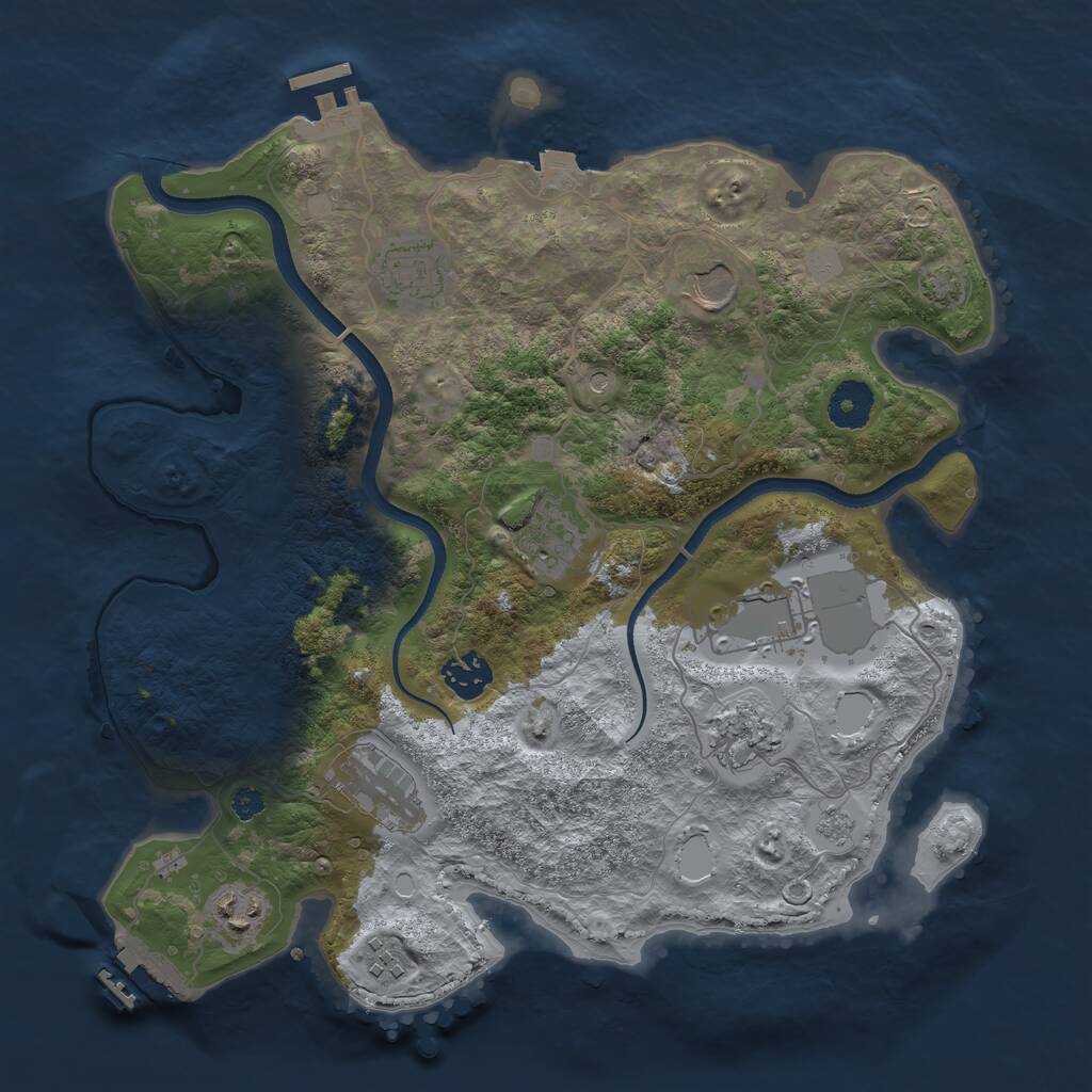 Rust Map: Procedural Map, Size: 3500, Seed: 7763108, 15 Monuments