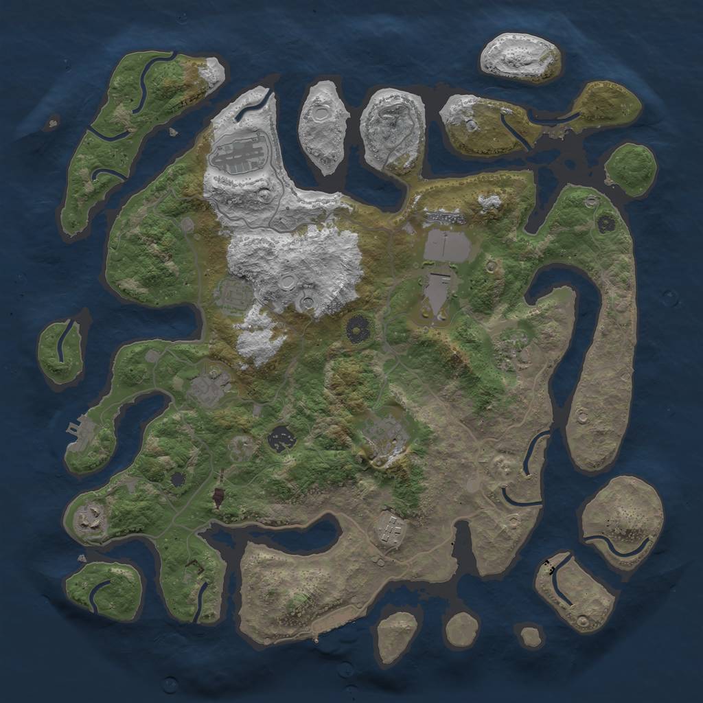 Rust Map: Procedural Map, Size: 4050, Seed: 678496724, 20 Monuments