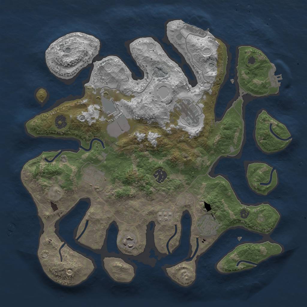 Rust Map: Procedural Map, Size: 3500, Seed: 356853648, 18 Monuments