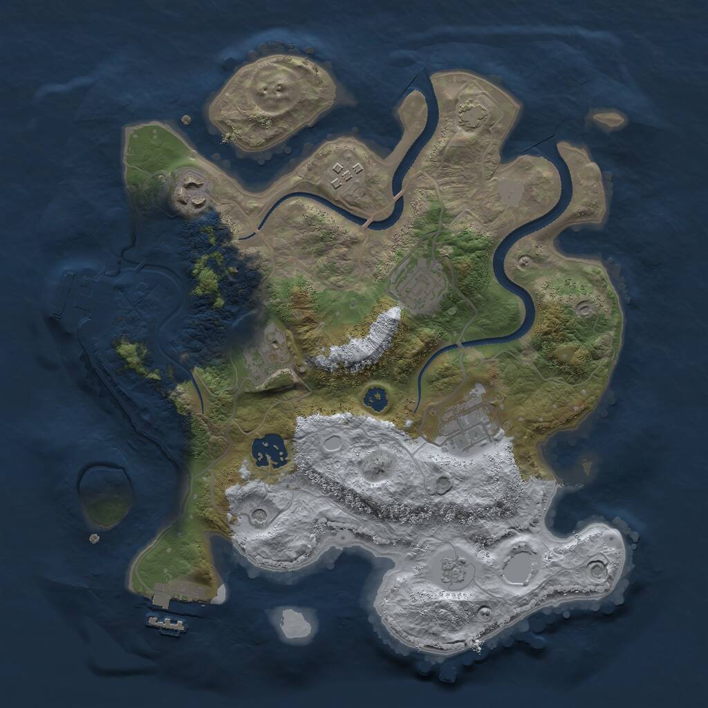 Rust Map: Procedural Map, Size: 3000, Seed: 42164962, 12 Monuments