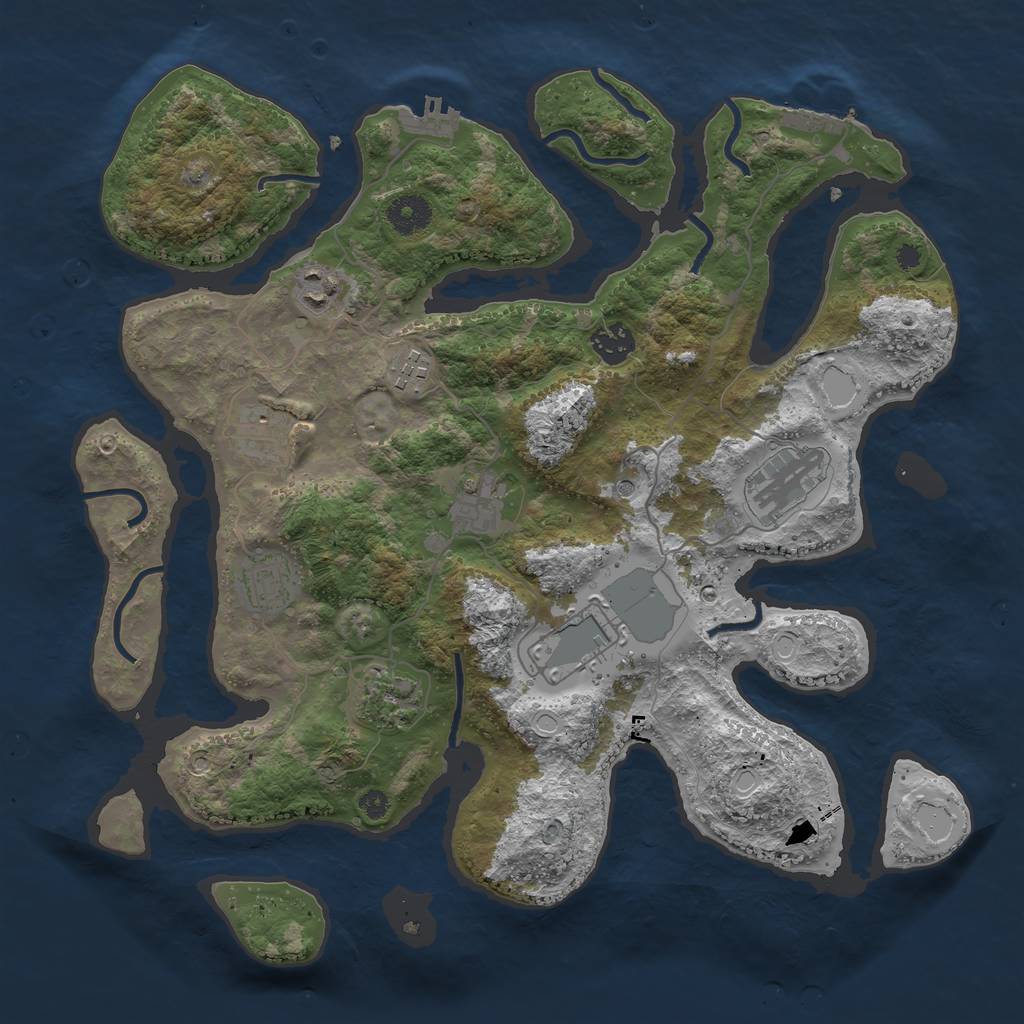 Rust Map: Procedural Map, Size: 3700, Seed: 3813342, 20 Monuments