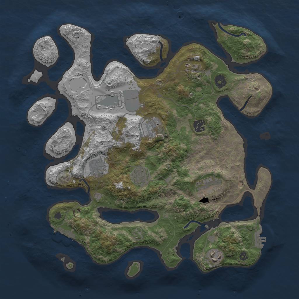 Rust Map: Procedural Map, Size: 3600, Seed: 1892041520, 19 Monuments