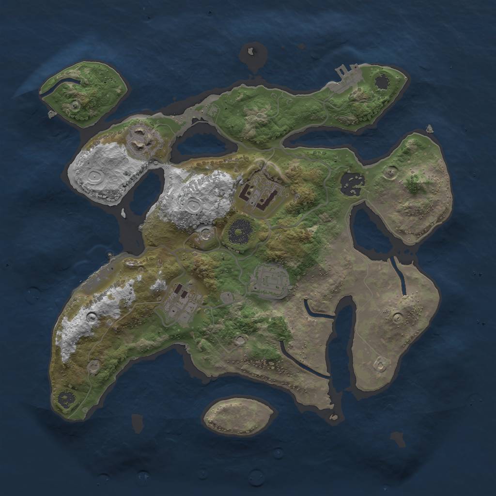 Rust Map: Procedural Map, Size: 3000, Seed: 778375526, 16 Monuments