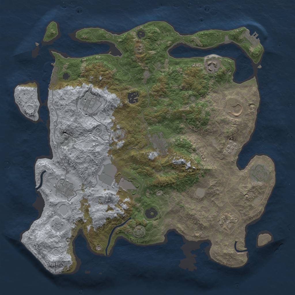 Rust Map: Procedural Map, Size: 3800, Seed: 1000, 18 Monuments