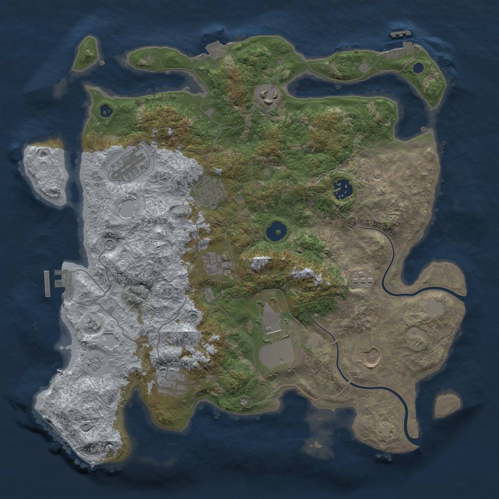 Rust Map: Procedural Map, Size: 3800, Seed: 1000, 15 Monuments