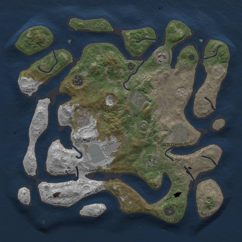 Rust Map: Procedural Map, Size: 3500, Seed: 567059148, 17 Monuments