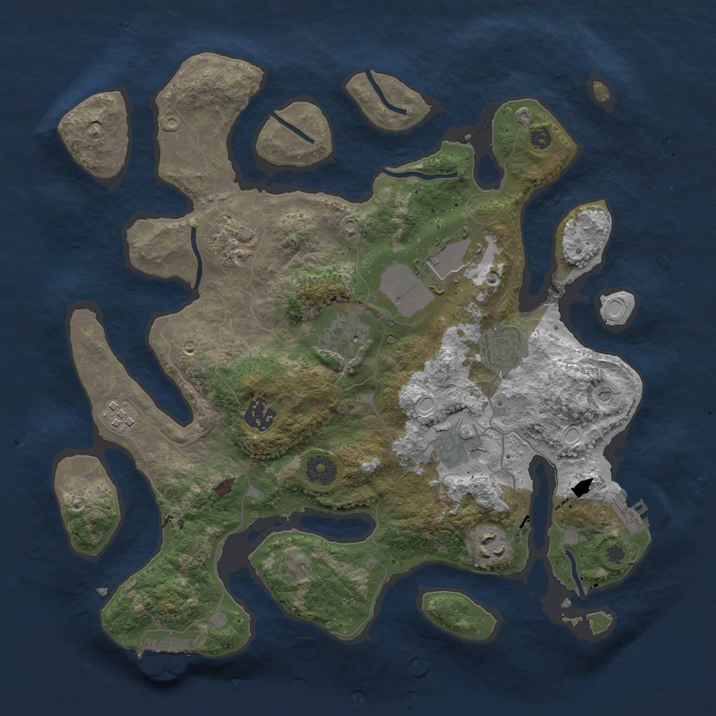 Rust Map: Procedural Map, Size: 3500, Seed: 1577342794, 19 Monuments