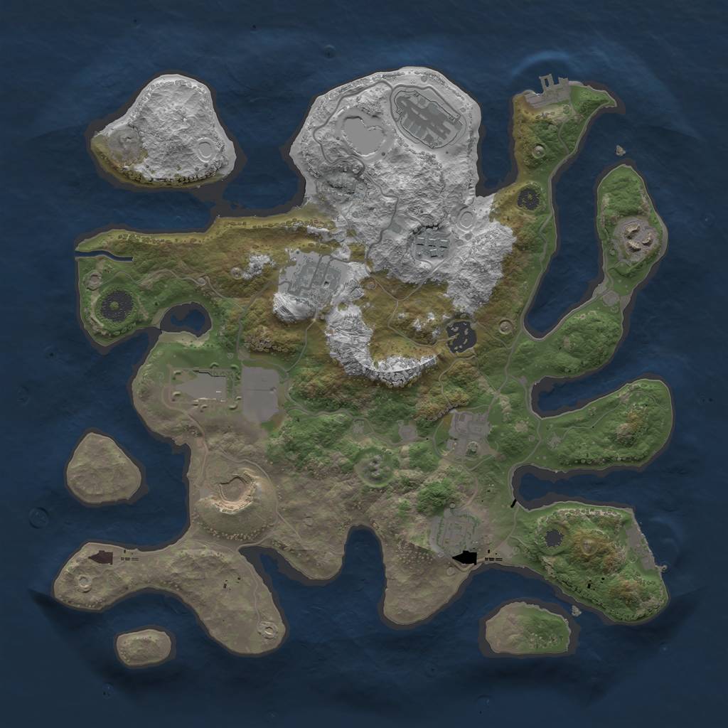 Rust Map: Procedural Map, Size: 3500, Seed: 1034045642, 19 Monuments