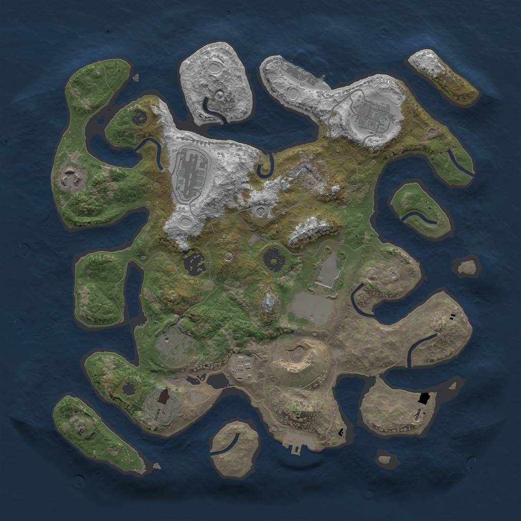 Rust Map: Procedural Map, Size: 3500, Seed: 1216399452, 20 Monuments