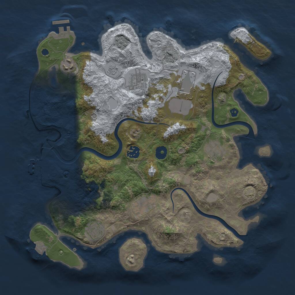 Rust Map: Procedural Map, Size: 3500, Seed: 1216399452, 14 Monuments
