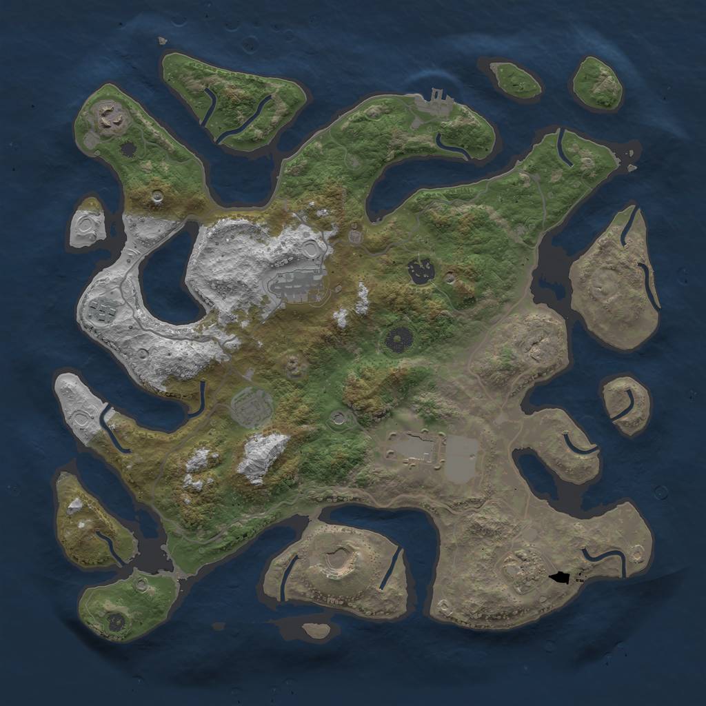 Rust Map: Procedural Map, Size: 4000, Seed: 53975343, 18 Monuments