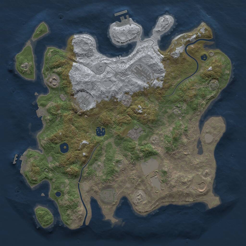 Rust Map: Procedural Map, Size: 3800, Seed: 2118711399, 16 Monuments