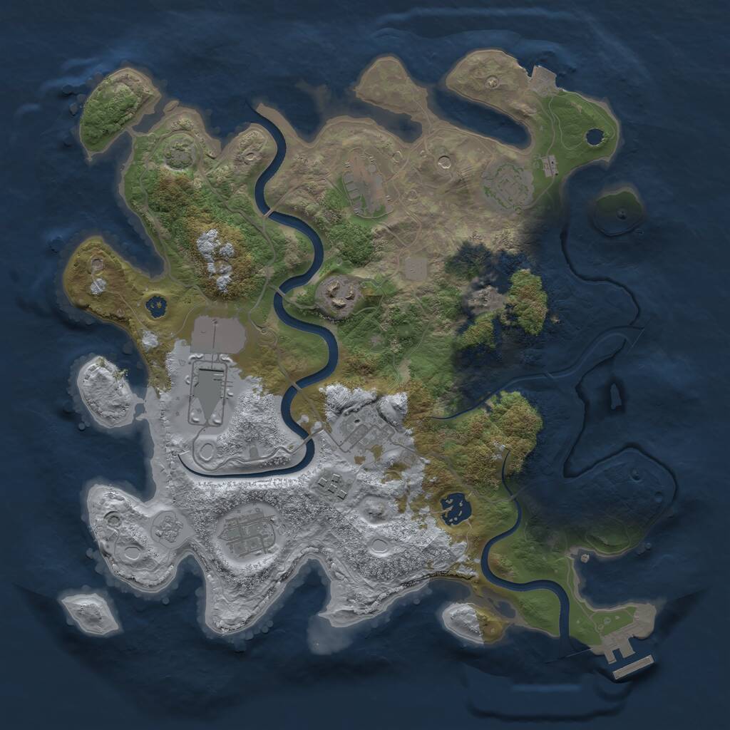 Rust Map: Procedural Map, Size: 3500, Seed: 1125022156, 13 Monuments