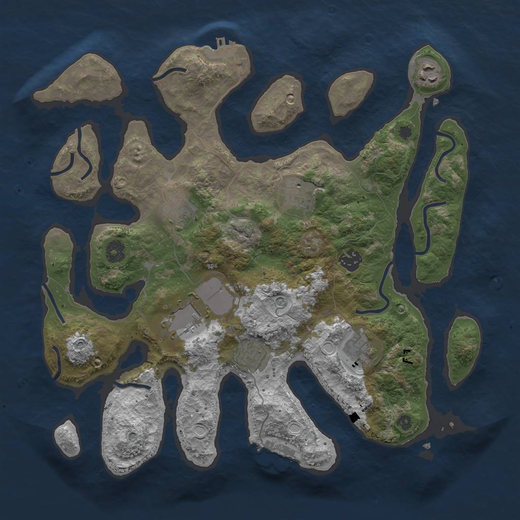 Rust Map: Procedural Map, Size: 3600, Seed: 1689540700, 18 Monuments