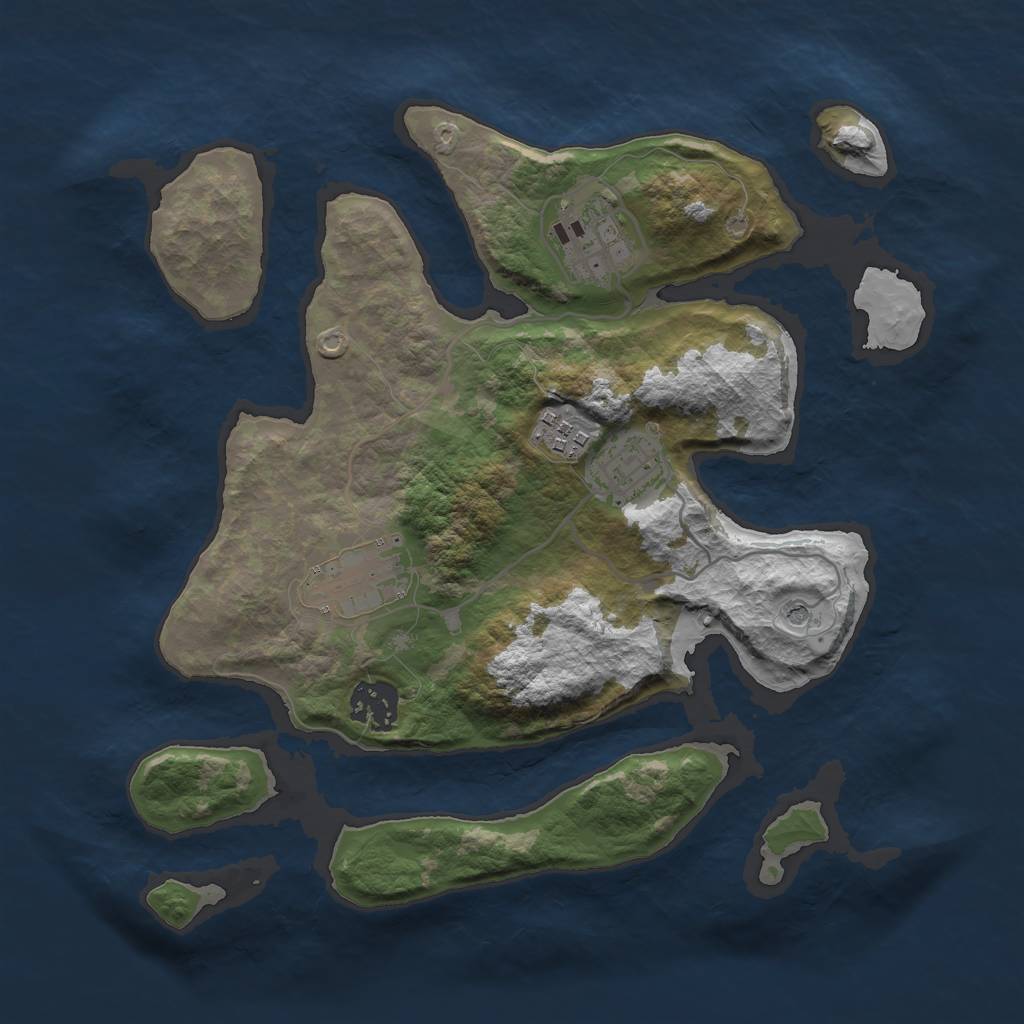 Rust Map: Barren, Size: 3000, Seed: 1186947591, 8 Monuments