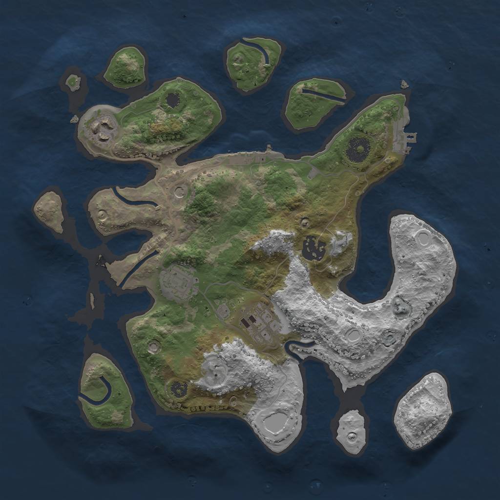 Rust Map: Procedural Map, Size: 3000, Seed: 733694219, 15 Monuments