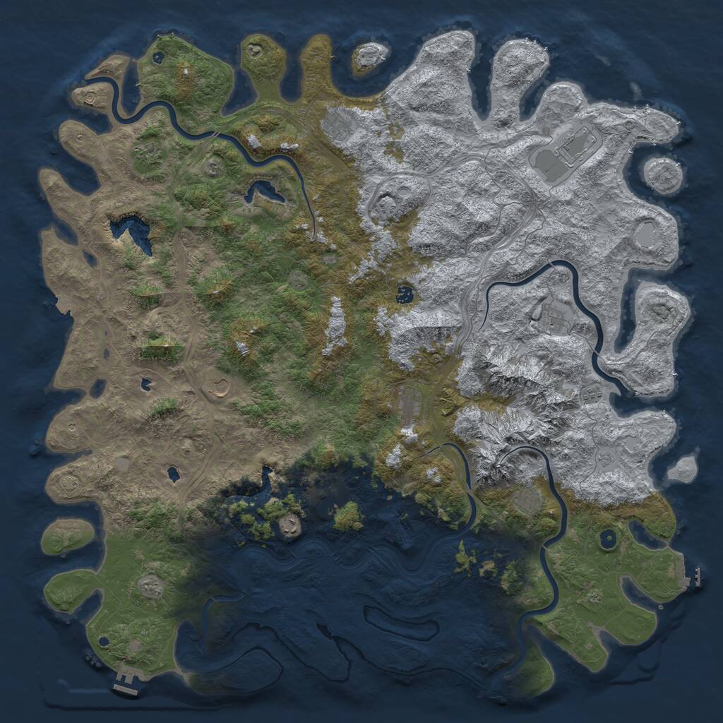 Rust Map: Procedural Map, Size: 6000, Seed: 123424156, 17 Monuments