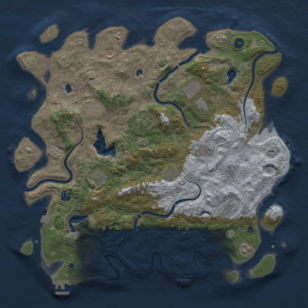 Rust Map: Procedural Map, Size: 4500, Seed: 187095600, 17 Monuments