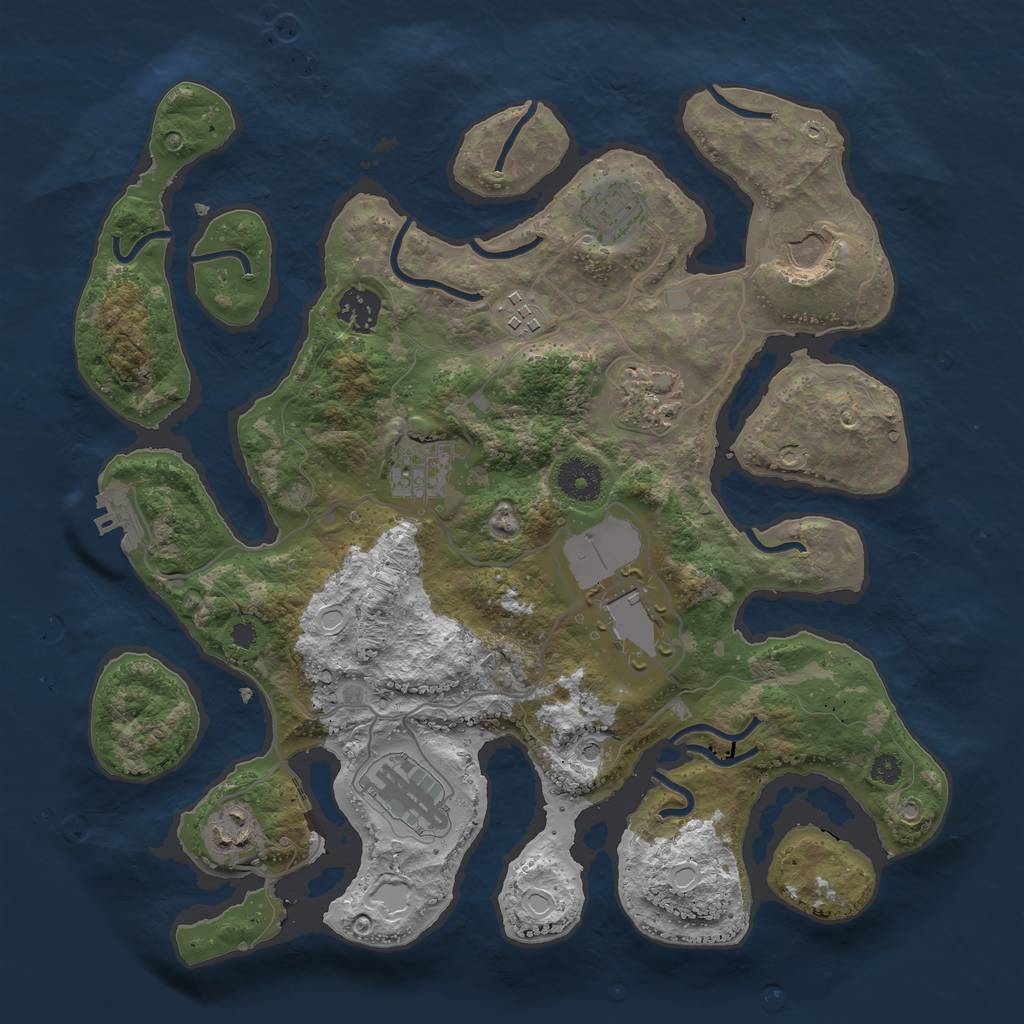 Rust Map: Procedural Map, Size: 3500, Seed: 712860724, 19 Monuments