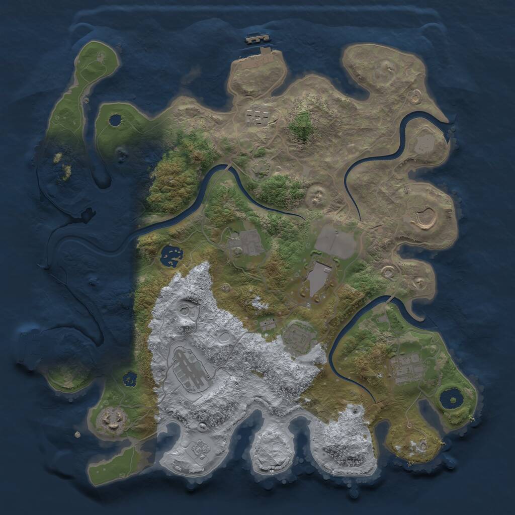 Rust Map: Procedural Map, Size: 3500, Seed: 712860724, 15 Monuments